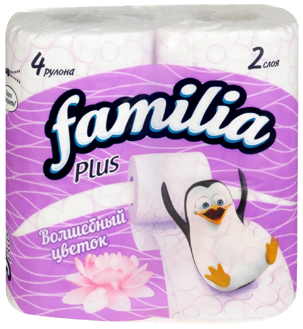 Туалетная бумага ФАМИЛИЯ Плюс Волшебный цветок 2сл 4рул