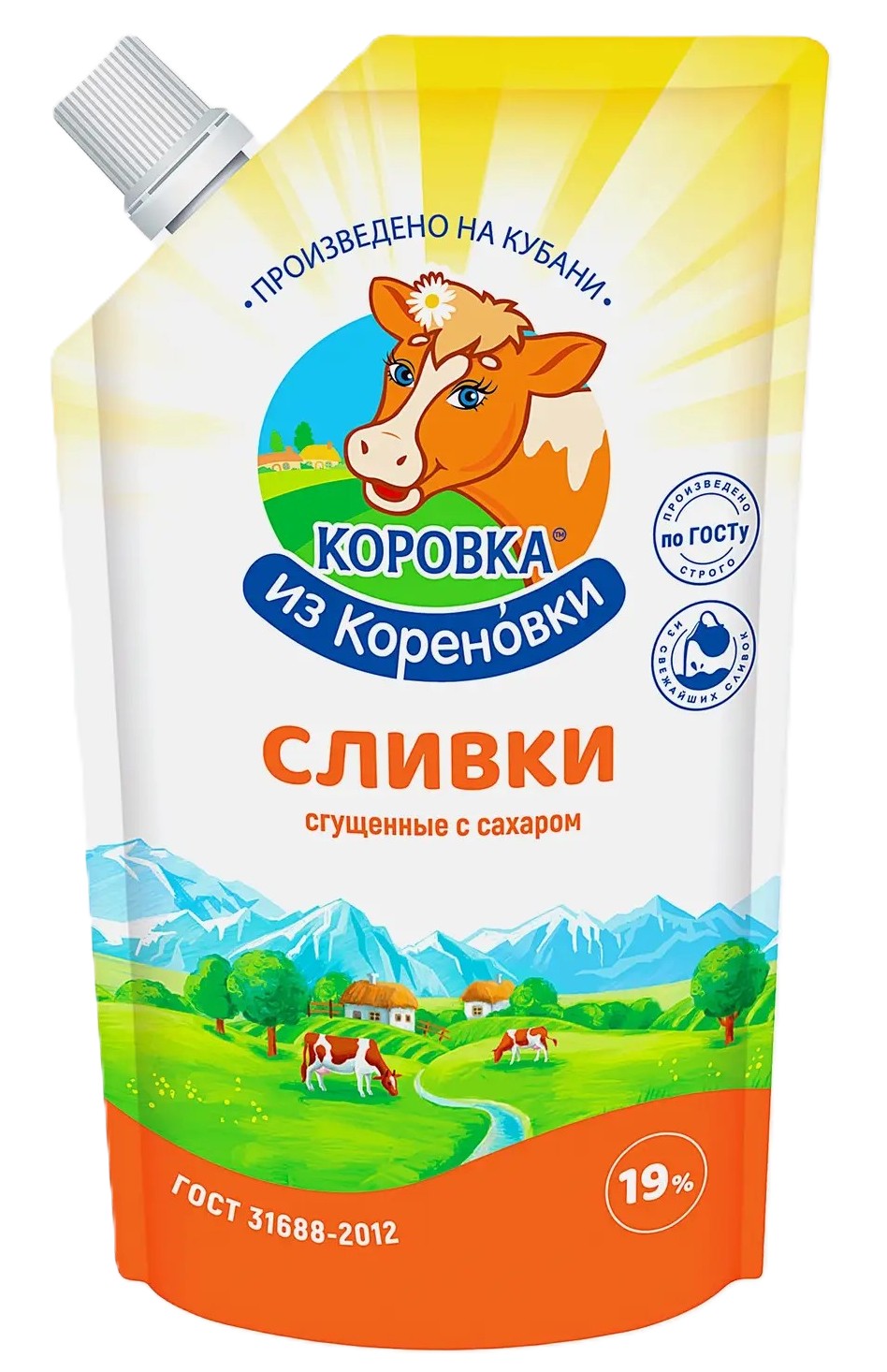Сливки сгущенные КОРОВКА ИЗ КОРЕНОВКИ с сахаром бзмж 19% д/пак 270г