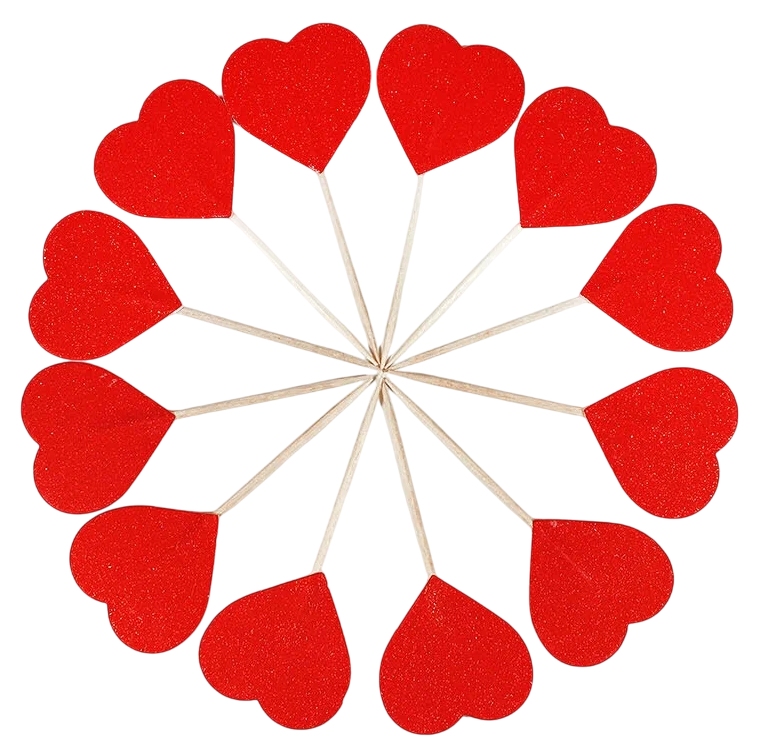 Топеры СФЕРА Сердца блестящие 12шт