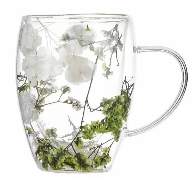 Кружка стеклянная Цветы 350мл термо арт.536274