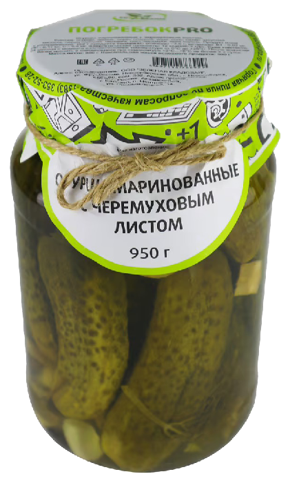 Огурцы ПОГРЕБОК маринованные с черемуховым листом ст/б 950г