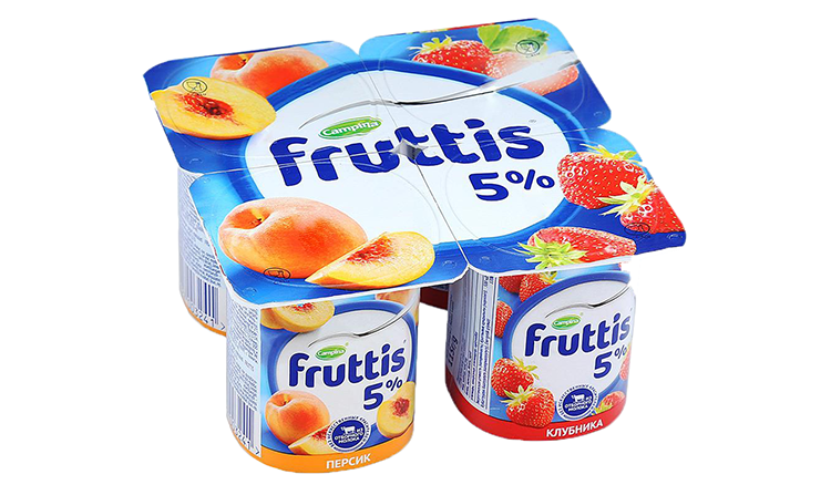 Йогуртный продукт ФРУТТИС Сливочное лакомство клубника персик бзмж 5% 115г