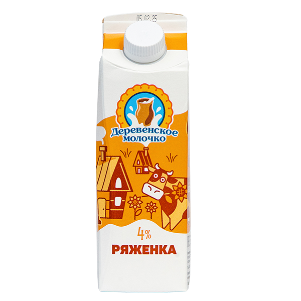 Ряженка ДЕРЕВЕНСКОЕ МОЛОЧКО бзмж 4% пюр/пак 500г