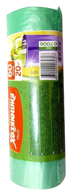 Пакеты для мусора ХОЗЯЮШКА МИЛА в рулоне с завязками 60л 20шт