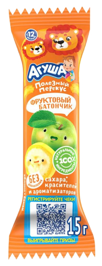 Батончик фруктовый АГУША яблоко банан м/у 15г