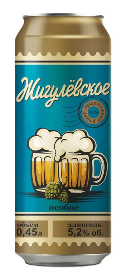 Пиво ЖИГУЛЕВСКОЕ Особое светлое фильтрованное 5.2% ж/б 0.45л