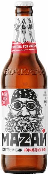 Пиво БОЧКАРИ Мазай светлое 4.8% ст/б 0.44л