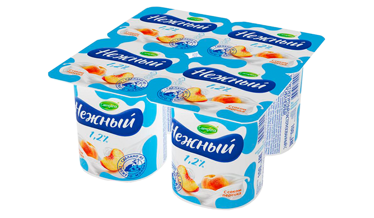 Йогуртный продукт КАМПИНА Нежный с соком персика бзмж 1.2% 100г