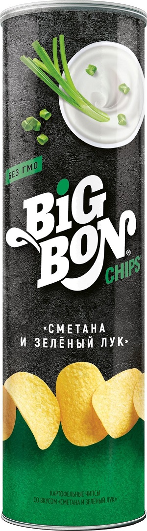 Чипсы БИГ БОН Сметана и зеленый лук туба 130г