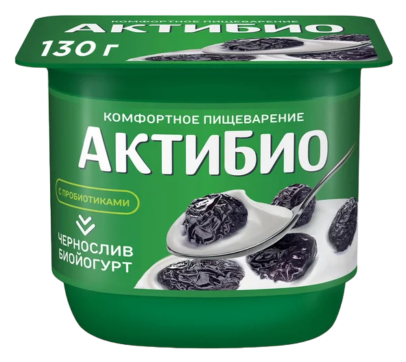Биойогурт АКТИБИО чернослив бзмж 2.9% 130г