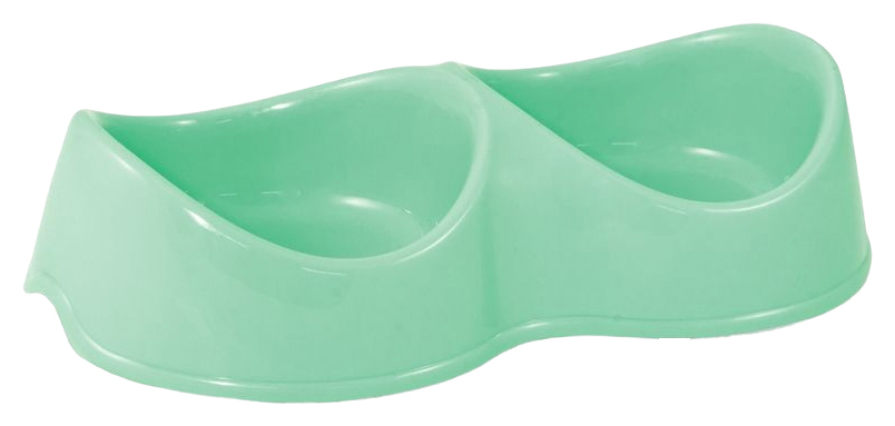 Миска ГАММА пластиковая двойная Бисквит бирюзовая 2*0.2л