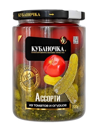 Ассорти КУБАНОЧКА Томаты и огурцы ст/б 720г