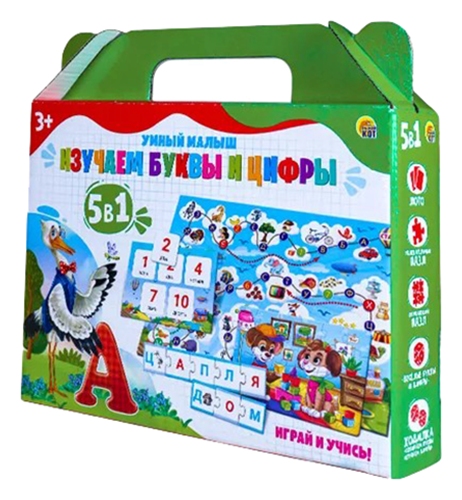 Настольная игра РЫЖИЙ КОТ Изучаем буквы и цифры арт.ИН-9394