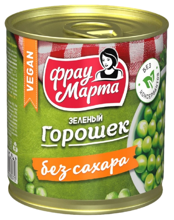 Горошек зеленый ФРАУ МАРТА без сахара ж/б 310г