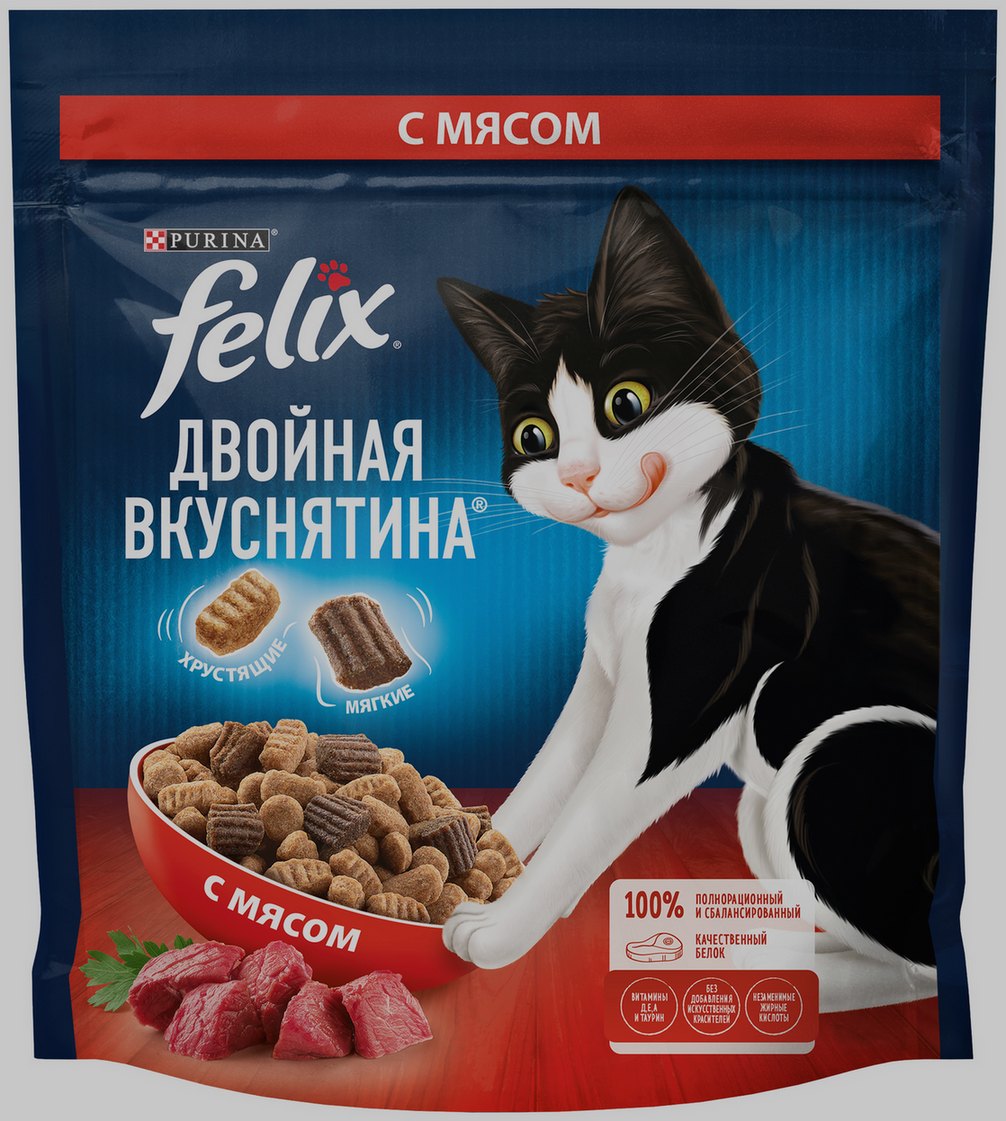 Корм для кошек ФЕЛИКС Двойная вкуснятина с мясом говядина 600г