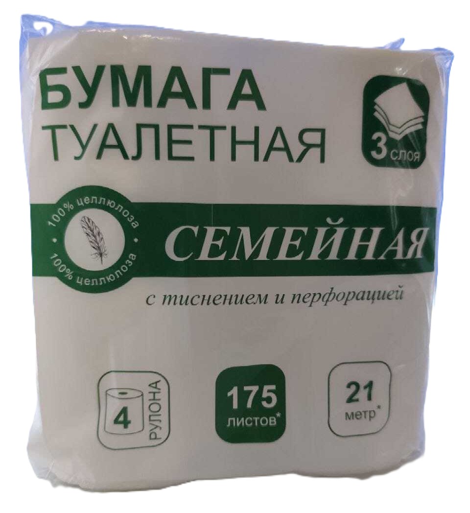 Туалетная бумага СЕМЕЙНАЯ 3сл 4рул
