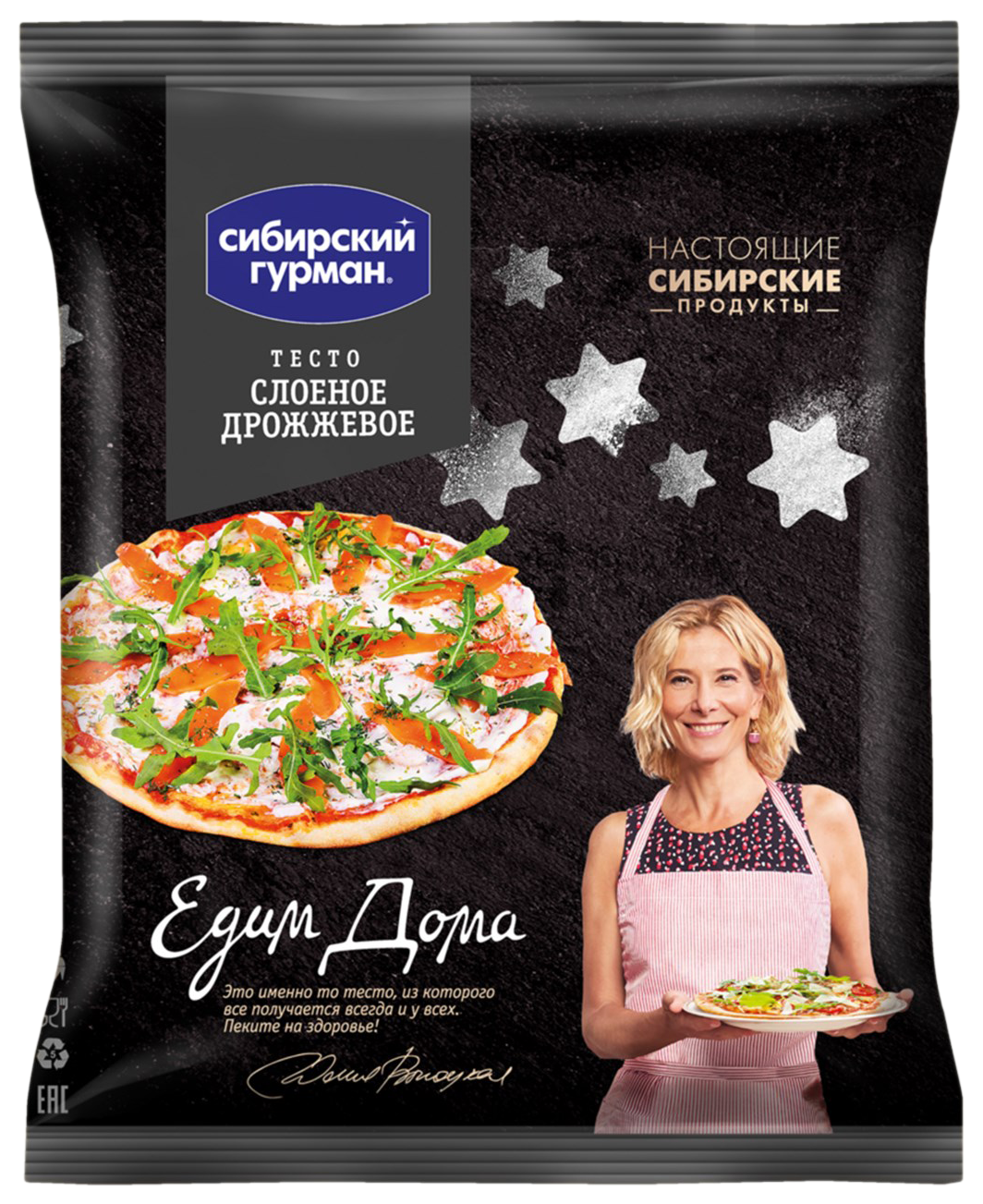 Тесто ЕДИМ ДОМА слоеное дрожжевое квадрат 500г