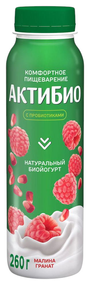 Биойогурт АКТИБИО малина гранат бзмж 1.5% 260г