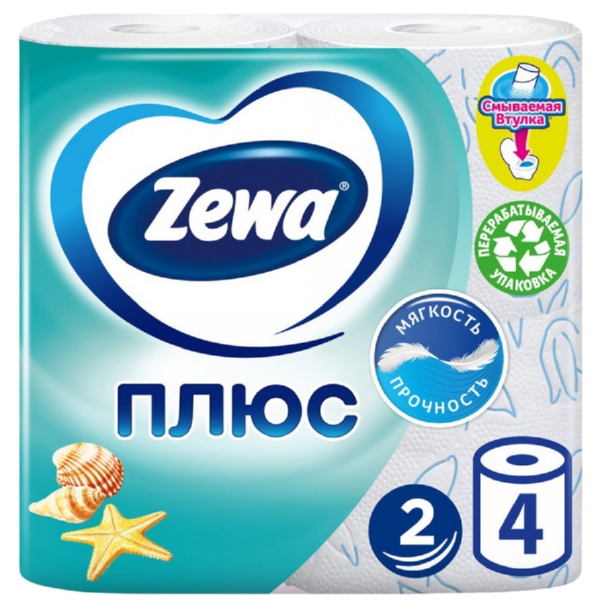 Туалетная бумага ЗЕВА Плюс с ароматом океанической свежести 2сл 4рул