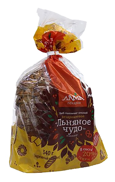 Хлеб ЛАМА Льняное чудо пшенично-ржаной 340г