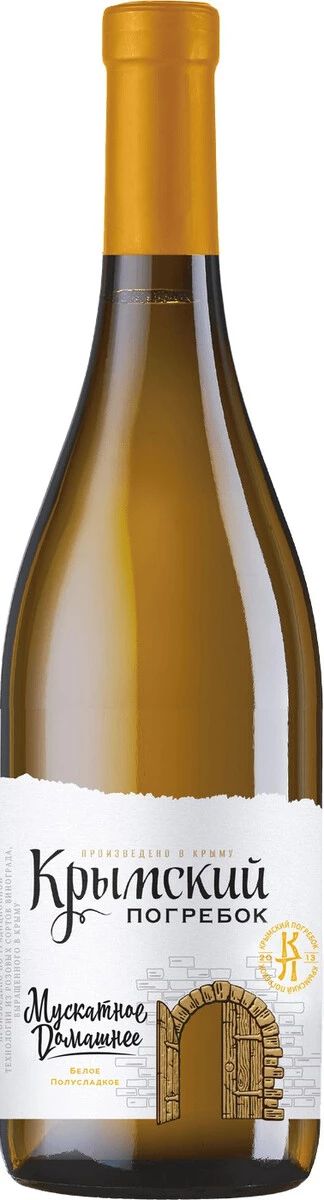 Вино КРЫМСКИЙ ПОГРЕБОК Мускатное Домашнее белое п/сл 10% ст/б 0.75л