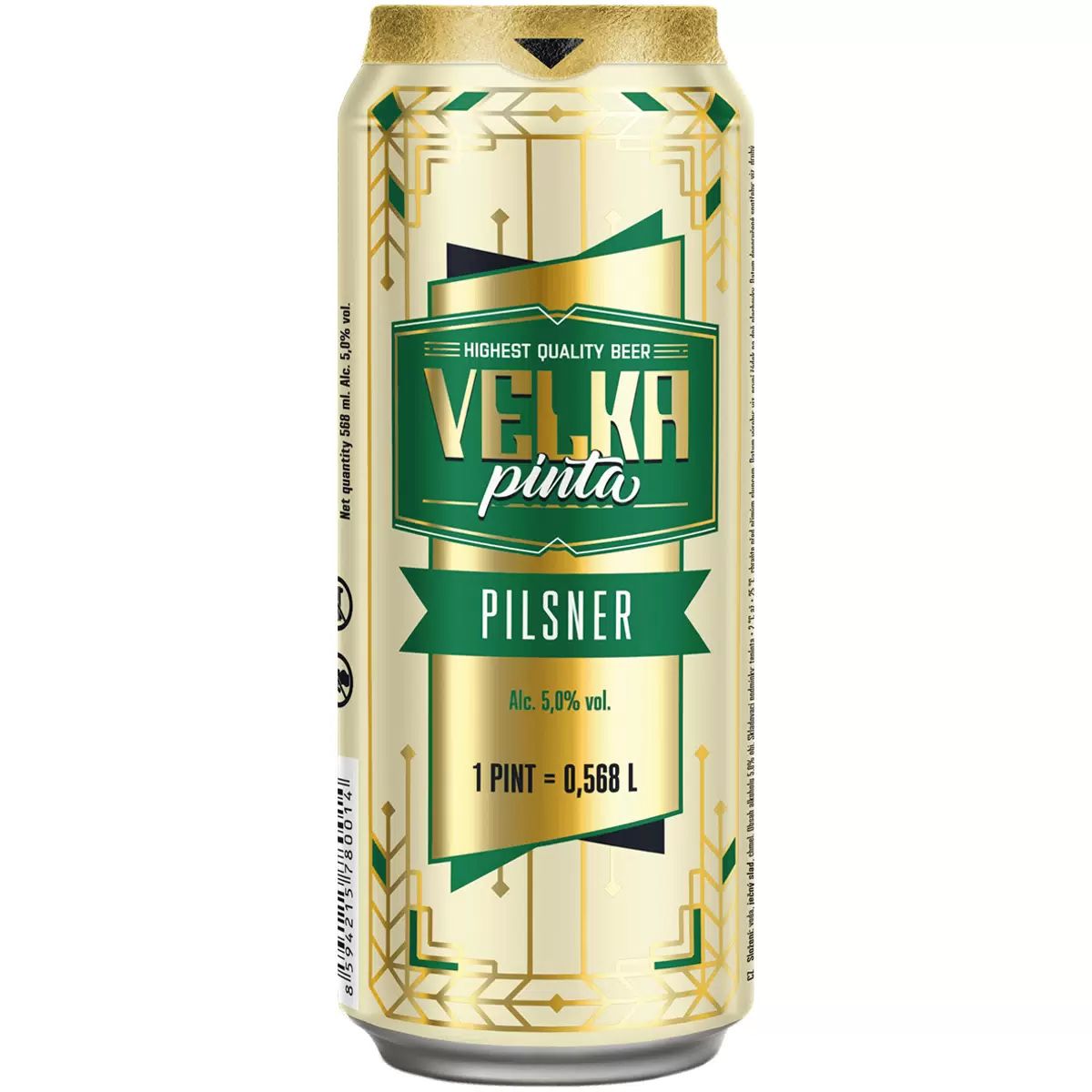 Пиво ВЕЛКА ПИНТА Пилснер светлое пастер 5% ж/б 0.568л