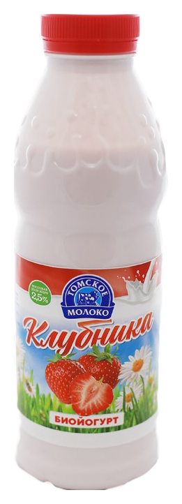 Биойогурт ТОМСКОЕ МОЛОКО с клубникой бзмж 2.5% 500г