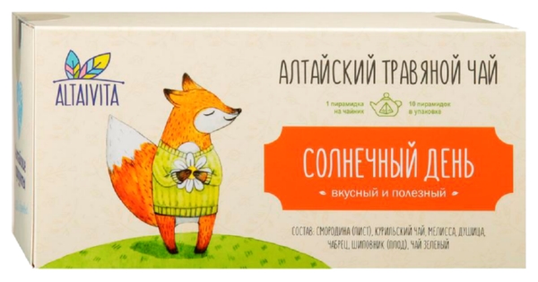Чай АЛТАЙВИТА Солнечный день травяной 10пак пирамидки
