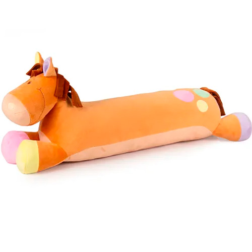 Игрушка мягкая Лошадка Тося валик рыжая 76см