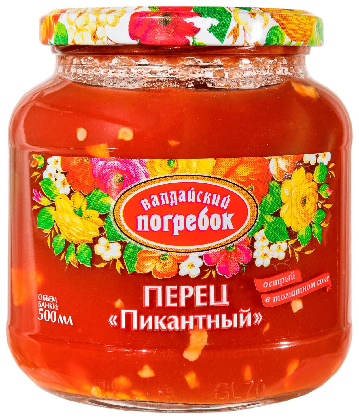 Перец ВАЛДАЙСКИЙ ПОГРЕБОК Пикантный острый в томатном соке ст/б 500мл