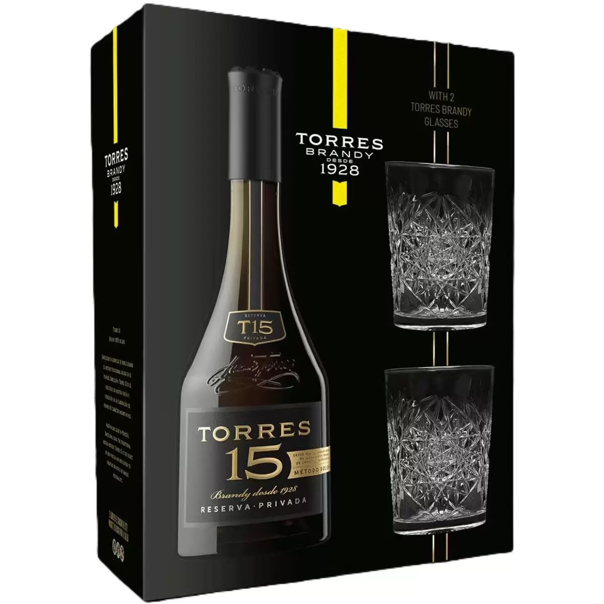 Бренди ТОРРЕС Резерва Привада 15 лет 40% ПК 0.7л+2 стакана