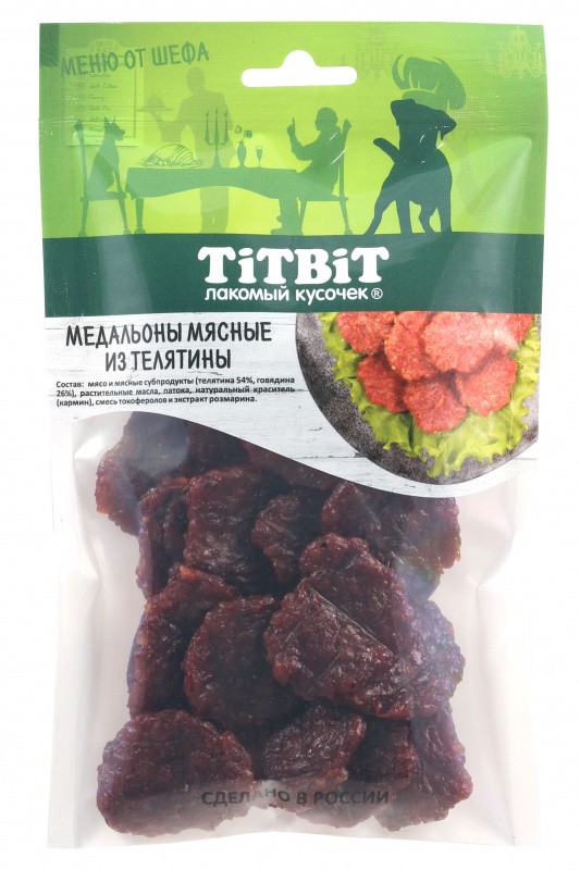 Лакомство для собак ТИТБИТ Медальоны мясные из телятины 80г