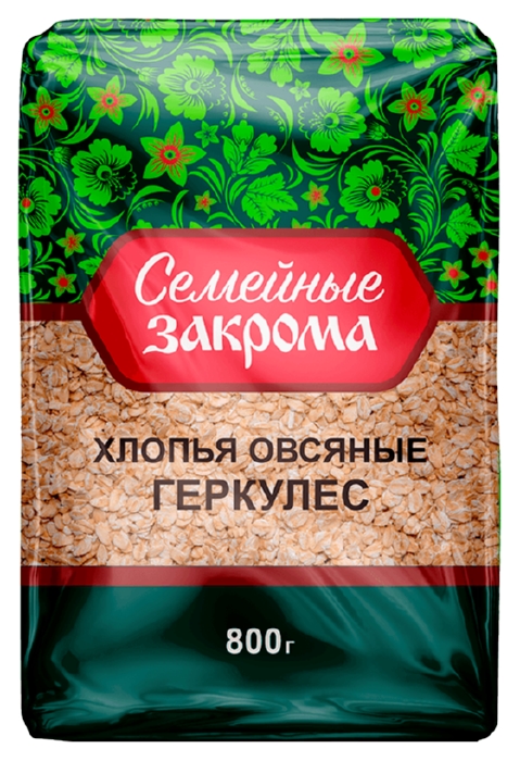 Овсяные хлопья СЕМЕЙНЫЕ ЗАКРОМА Геркулес м/у 800г