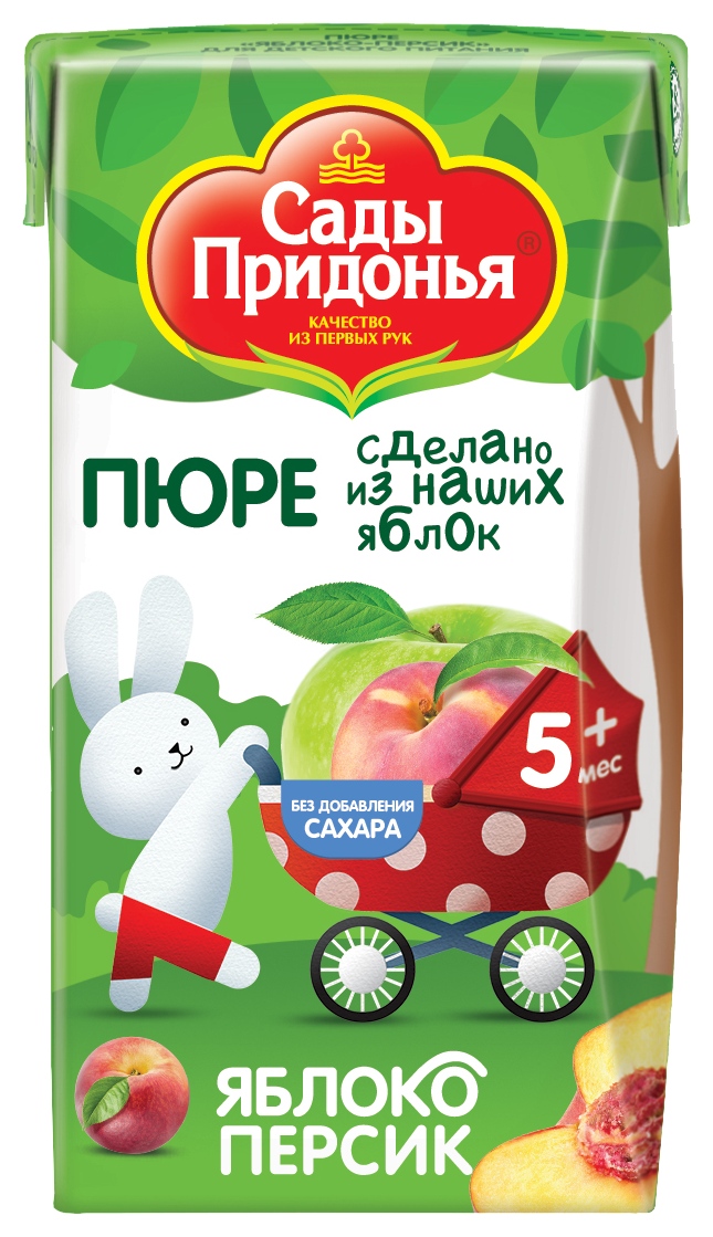 Пюре САДЫ ПРИДОНЬЯ яблоко персик т/пак 125г