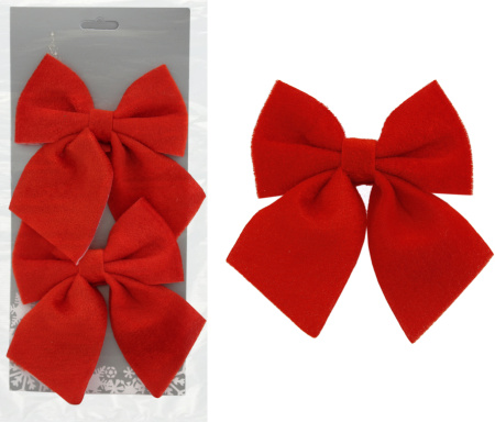 Елочные украшения ТАМ-ТАМ Бантики бархатные красные 12*1.5*13см 2шт арт.BX22103111-1
