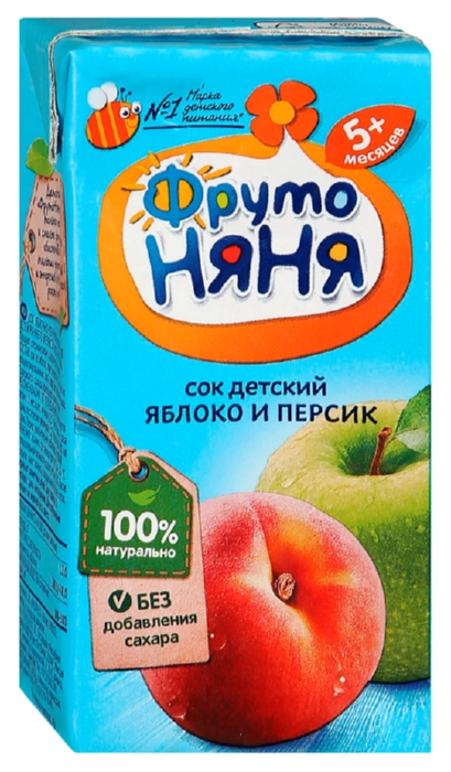 Сок ФРУТОНЯНЯ яблоко персик без сахара 0.2л