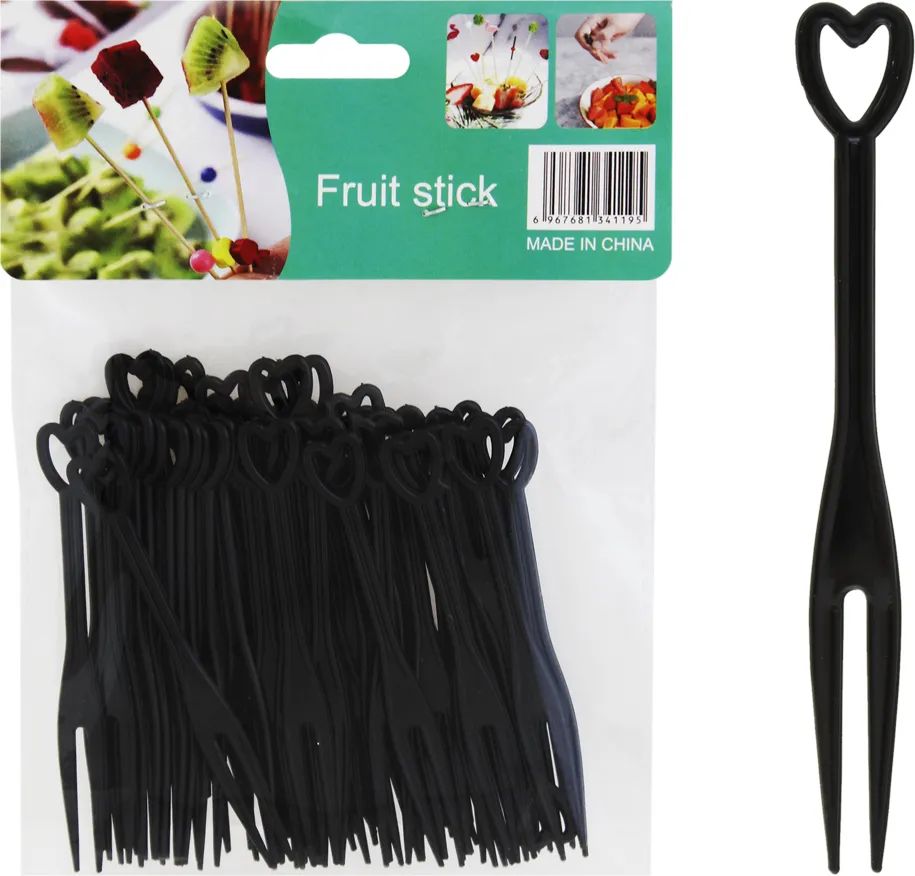 Шпажки для канапе Вилка черные 9см 50шт арт.163