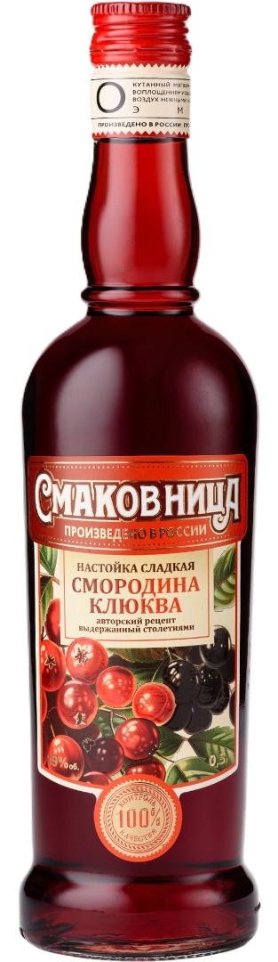 Настойка СМАКОВНИЦА Смородина клюква сладкая 19% ст/б 0.5л