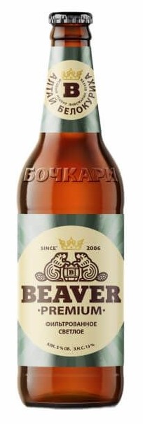 Пиво БОЧКАРИ Бивер Премиум светлое пастер 5% ст/б 0.44л