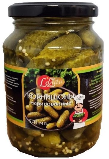 Корнишоны ЛОЗАТО маринованные 3-6см ст/б 370мл