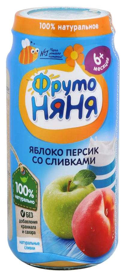 Пюре ФРУТОНЯНЯ Неженка яблоко персик сливки бзмж ст/б 250г