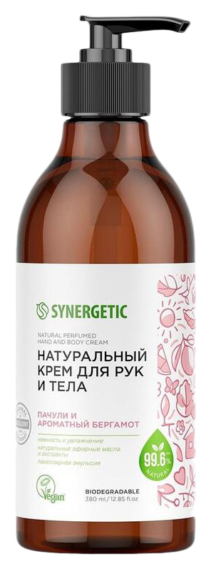 Крем для рук и тела СИНЕРГЕТИК Пачули и ароматный бергамот 380мл