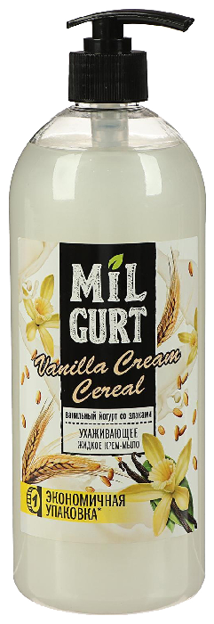 Жидкое крем-мыло МИЛГУРТ ванильный йогурт со злаками 860г