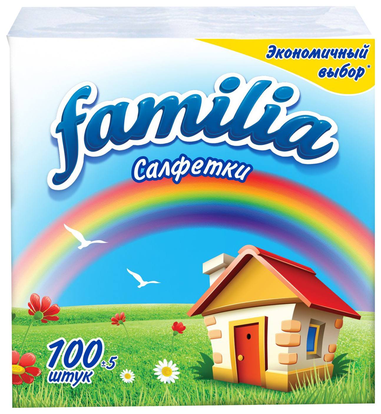 Салфетки ФАМИЛИЯ белые 24*24см 1сл 100шт