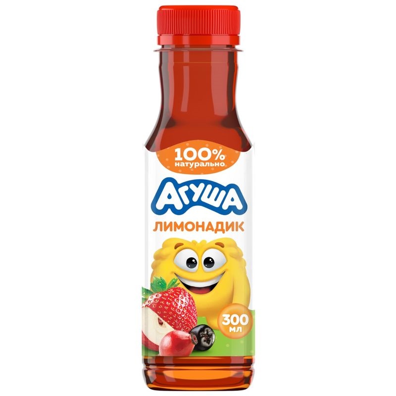 Напиток сокосодержащий АГУША Лимонадик яблоко клубника арония шиповник 0.309л