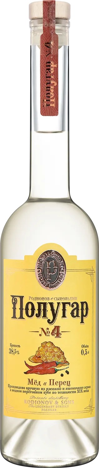 Напиток спиртной зерновой ПОЛУГАР №4 Мед и Перец 38.5% ст/б 0.5л