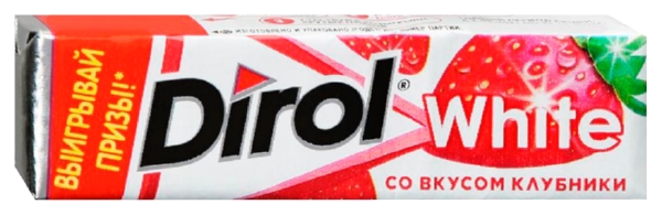 Жевательная резинка ДИРОЛ Вайт Клубника 13.6г