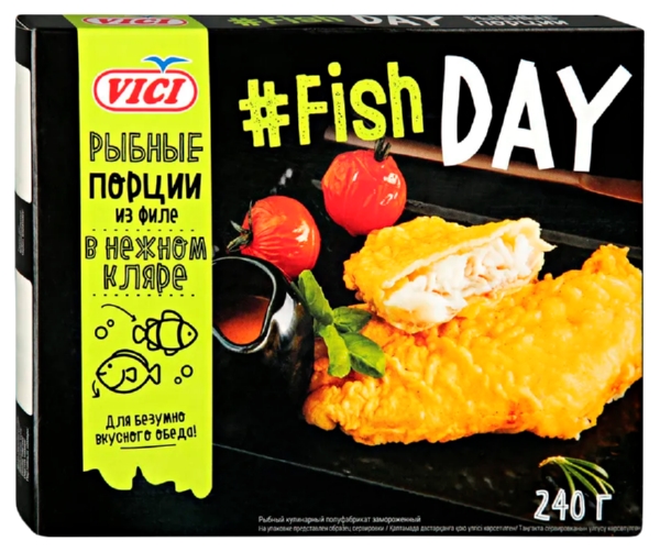 Филе минтая ВИЧИ Рыбные порции в нежном кляре с/м 240г