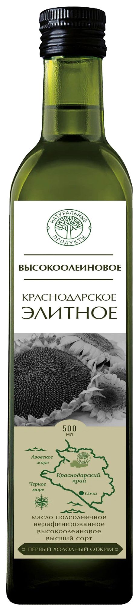 Масло подсолнечное КРАСНОДАРСКОЕ нерафинированное ст/б 500мл
