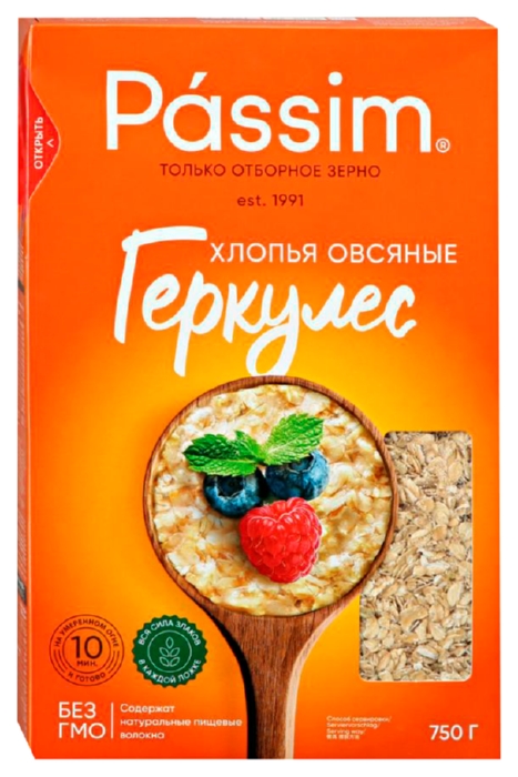 Овсяные хлопья ПАССИМ карт/уп 750г